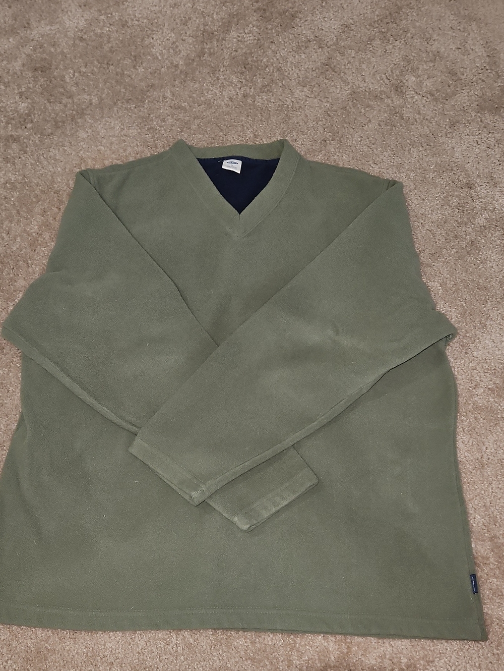 Men's Olive V-Neck Fleece Sweater Old Navy